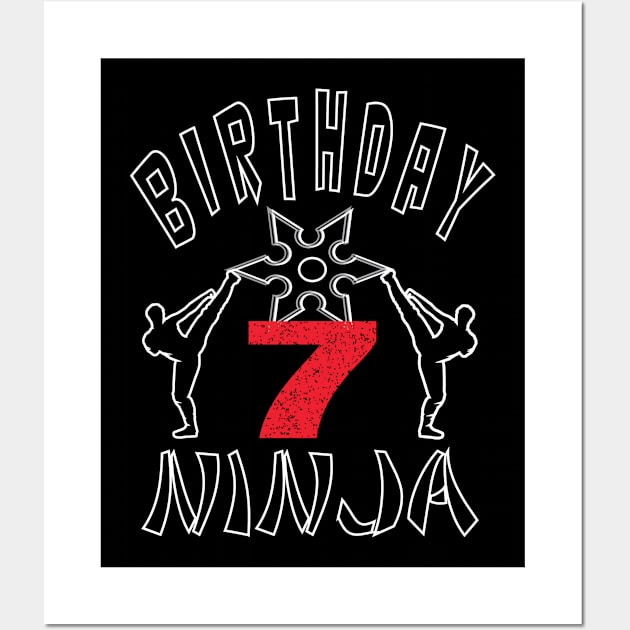 Kids Ninja 7th B-Day Gifts for Boys And Girls Wall Art by Grabitees